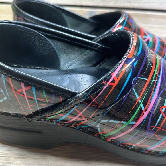 Dansko Pro Women's Size 41 (US 10-10 1/2) Leather Bright Color Striped Clogs - Picture 7 of 9